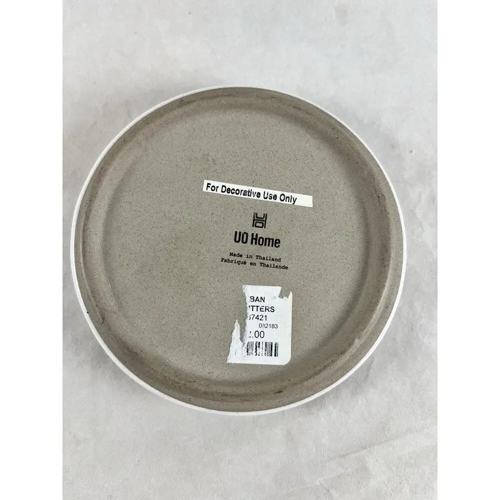 Urban Outfitters White Speckled Ceramic Ashtray with Navy Slogan